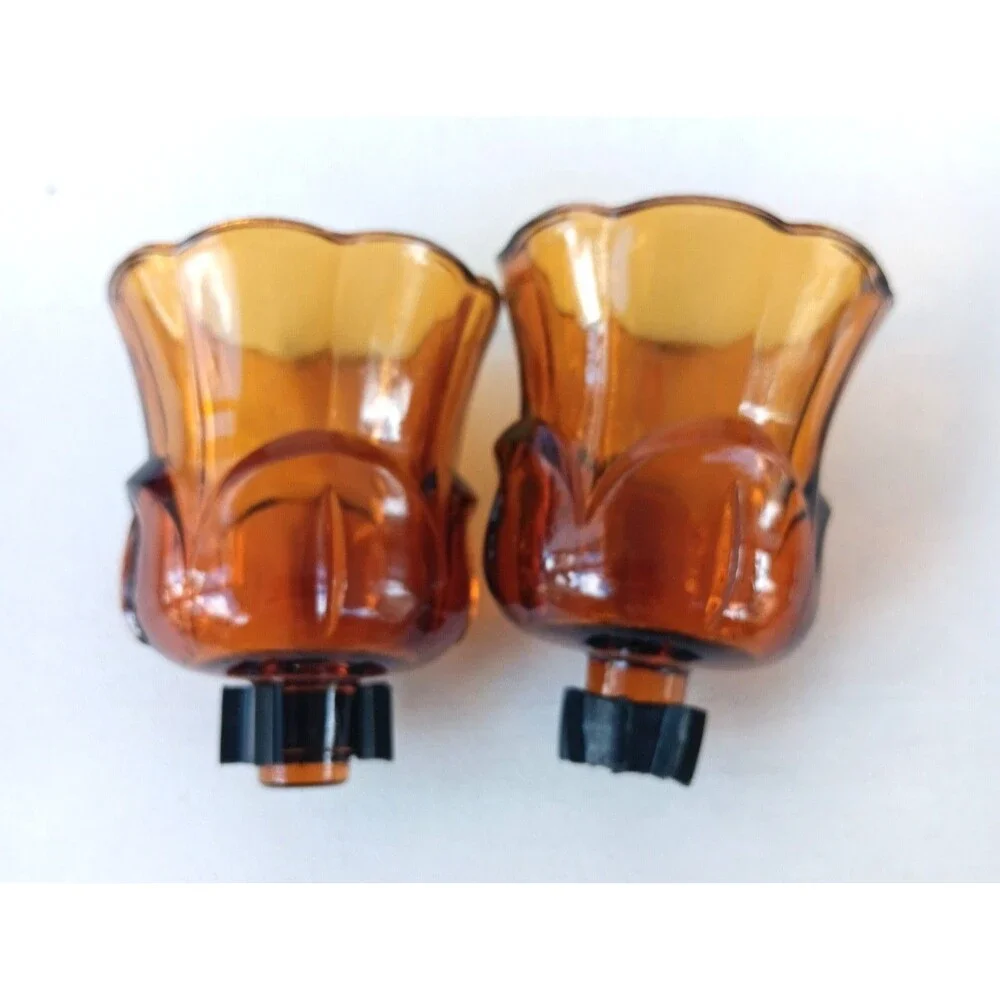 Vtg Harvest Gold Amber Tulip Petal Flower Votive Candle Holder Home Interior